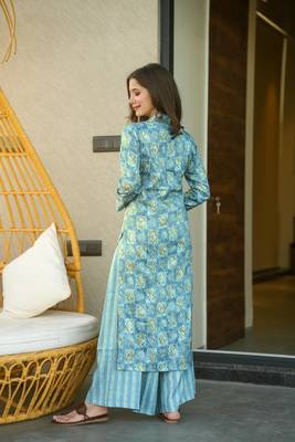 Blue Kurti Bottom Set For Festive Girlish Looks 2