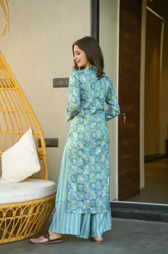 Blue Kurti Bottom Set For Festive Girlish Looks