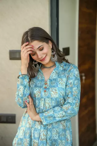 Blue Kurti Bottom Set For Festive Girlish Looks