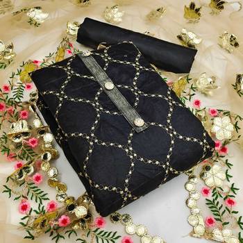 Chanderi top with santoon inner and bottom, net dupatta  unstitched dress material 1