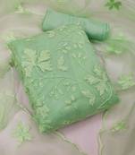 Women's organza silk embroidery unstitched dress material