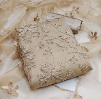 Women's organza silk embroidery unstitched dress material 1