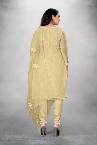 Women's organza silk embroidery unstitched dress material