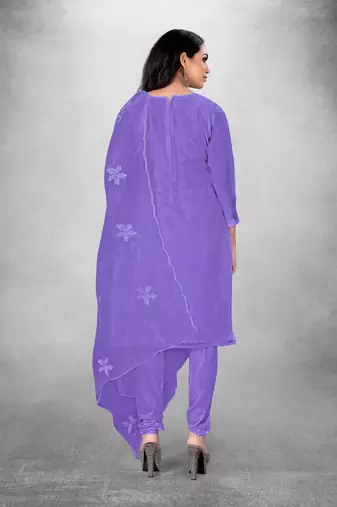 Women's organza silk embroidery unstitched dress material