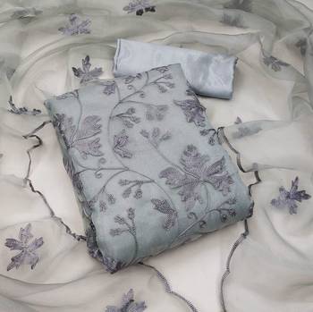 Women's organza silk embroidery unstitched dress material 1