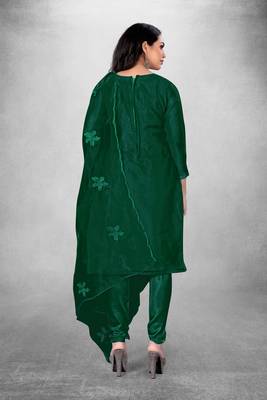 Women's organza silk embroidery unstitched dress material 3