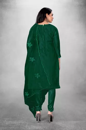 Women's organza silk embroidery unstitched dress material
