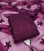 Women's organza silk embroidery unstitched dress material