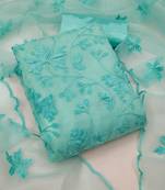 Women's organza silk embroidery unstitched dress material