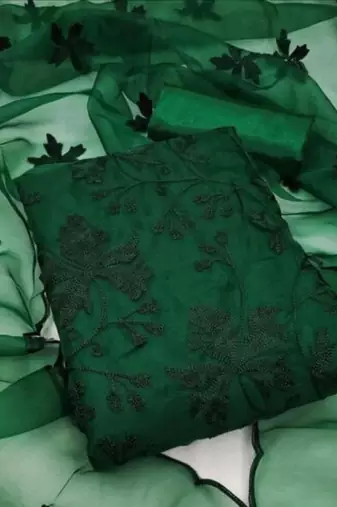 Women's organza silk embroidery unstitched dress material