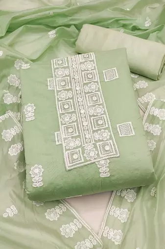 Women's modal chanderi embroidery unstitched dress material