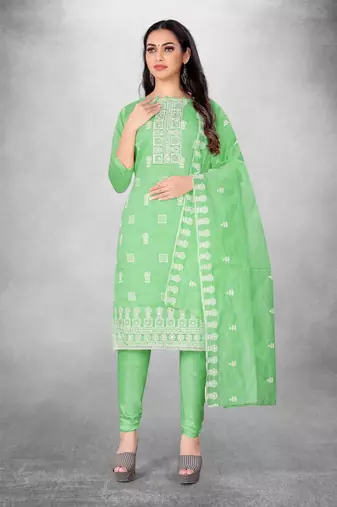 Women's modal chanderi embroidery unstitched dress material