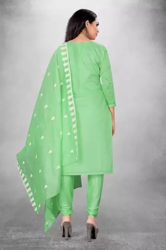 Women's modal chanderi embroidery unstitched dress material