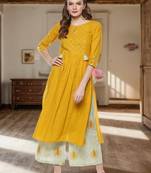 Mustard And Sage Green Kurta Set