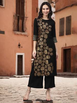 Black printed crepe kurtas-and-kurtis 1