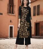 Black printed crepe kurtas-and-kurtis