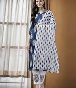 women blue paisley straight kurta palazzo and dupatta set
