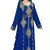 Royal Blue Full Sleeves Handmade Moroccan Kaftan Style Embroidered zari work hijab