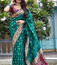  Art Silk Patola Green Sarees With Blouse