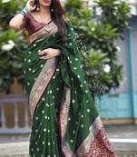  Art Silk Patola Mehendi Sarees With Blouse