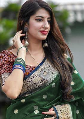  Art Silk Patola Mehendi Sarees With Blouse 4