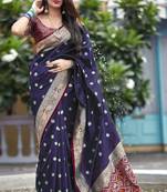  Art Silk Patola Purple Sarees With Blouse