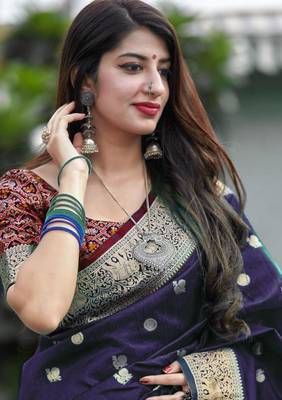  Art Silk Patola Purple Sarees With Blouse 3