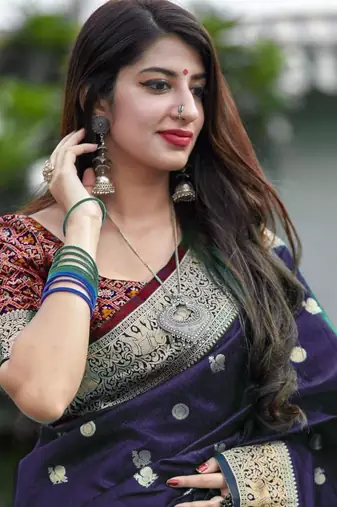  Art Silk Patola Purple Sarees With Blouse