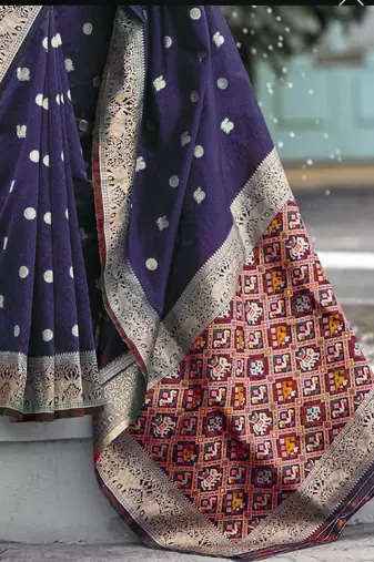  Art Silk Patola Purple Sarees With Blouse