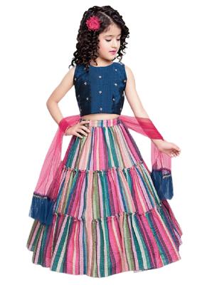 Girl's western wear embroidered lehenga, choli and dupatta set   2