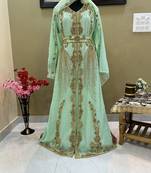 Sea Green Georgette Zari Work Kaftan