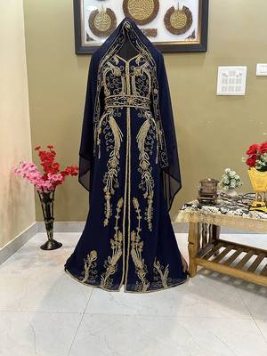 Navy Blue Reception Kaftan for Women 1