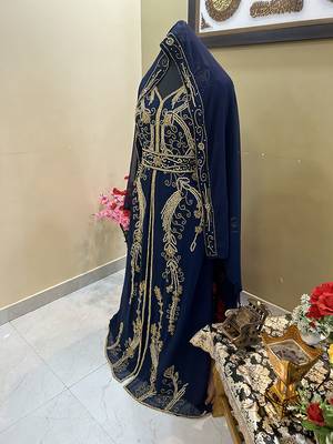 Navy Blue Reception Kaftan for Women 3