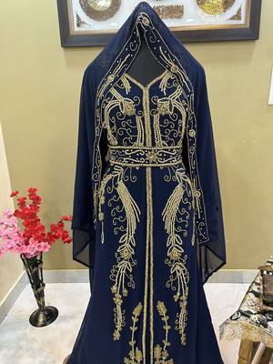 Navy Blue Reception Kaftan for Women 4