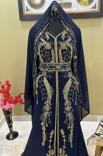 Navy Blue Reception Kaftan for Women