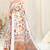 White cotton geometric print silver zari border / pom-pom lace saree with unstitched blouse piece
