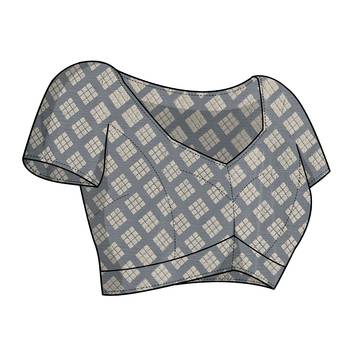 Grey Chiffon Floral Printed Printed Saree With Unstitched Blouse Piece 5