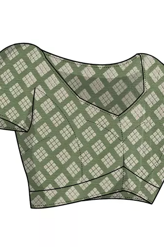 Dusty Green Chiffon Floral Printed Saree With Unstitched Blouse Piece