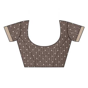 Brown Kota Doria Geometric/Checked Woven Copper Zari Border Saree With Unstitched Blouse Piece 5