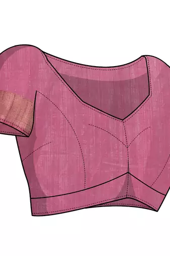 Pink cotton silk tie & dye /laheriya / batik print 5 "weaving golden zari border saree with unstitched blouse piece