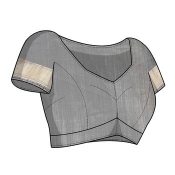 Grey cotton silk tie & dye /laheriya / batik print 5 "weaving golden zari border saree with unstitched blouse piece 5