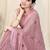Peach chiffon solid / embroidery work / stons / tassels satin woven border saree with unstitched blouse piece