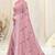 Peach chiffon solid / embroidery work / stons / tassels satin woven border saree with unstitched blouse piece