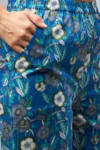 Winered woman blue floral with lace co-ord set