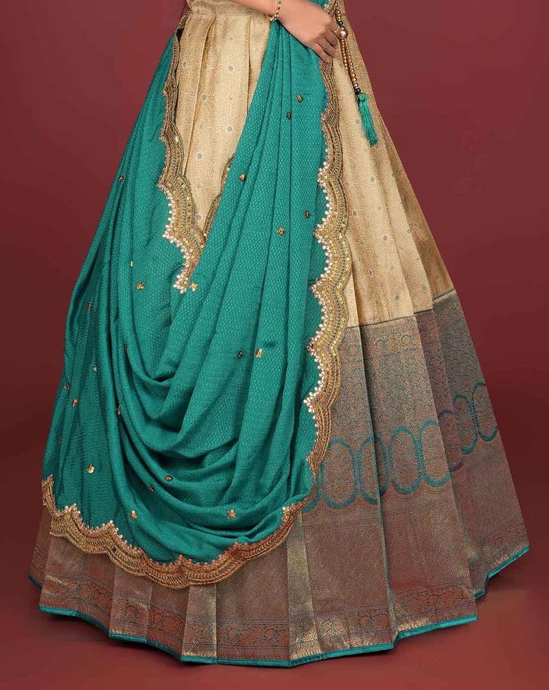 RAMA KANJIVARAM SILK LEHENGA CHOLI - HALFSAREE STUDIO - 4213819
