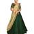 SOLID BOTTLE GREEN VELVET DESIGNER SEMI-STITCHED HALF SAREE