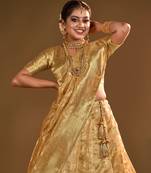 CHIKU COLOUR BANARASI SILK HALF SAREE