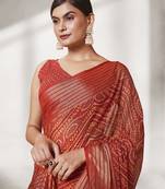 Red Georgette Fabric Bandhani Design Saree With Blouse