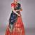 Red & blue Latest Kanjivaram silk Lehenga with Zari Woven