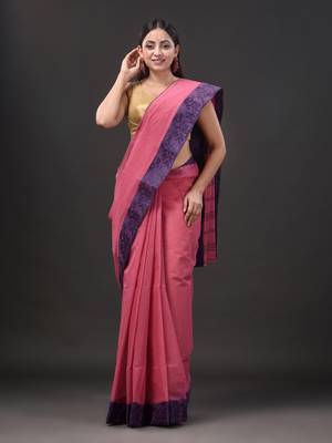 Pure Cotton Hand Woven Tant Saree Without Blouse 1